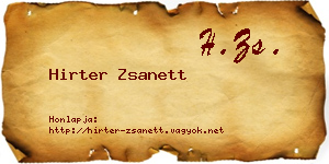 Hirter Zsanett névjegykártya